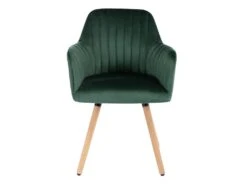 Chaise Avec Accoudoirs - Velours Et Métal Effet Bois - Vert Foncé - ELEANA 10 Chaise Avec Accoudoirs - Velours Et Métal Effet Bois - Vert Foncé - ELEANA -Deco.fr Soldes Boutique chaise 3299223