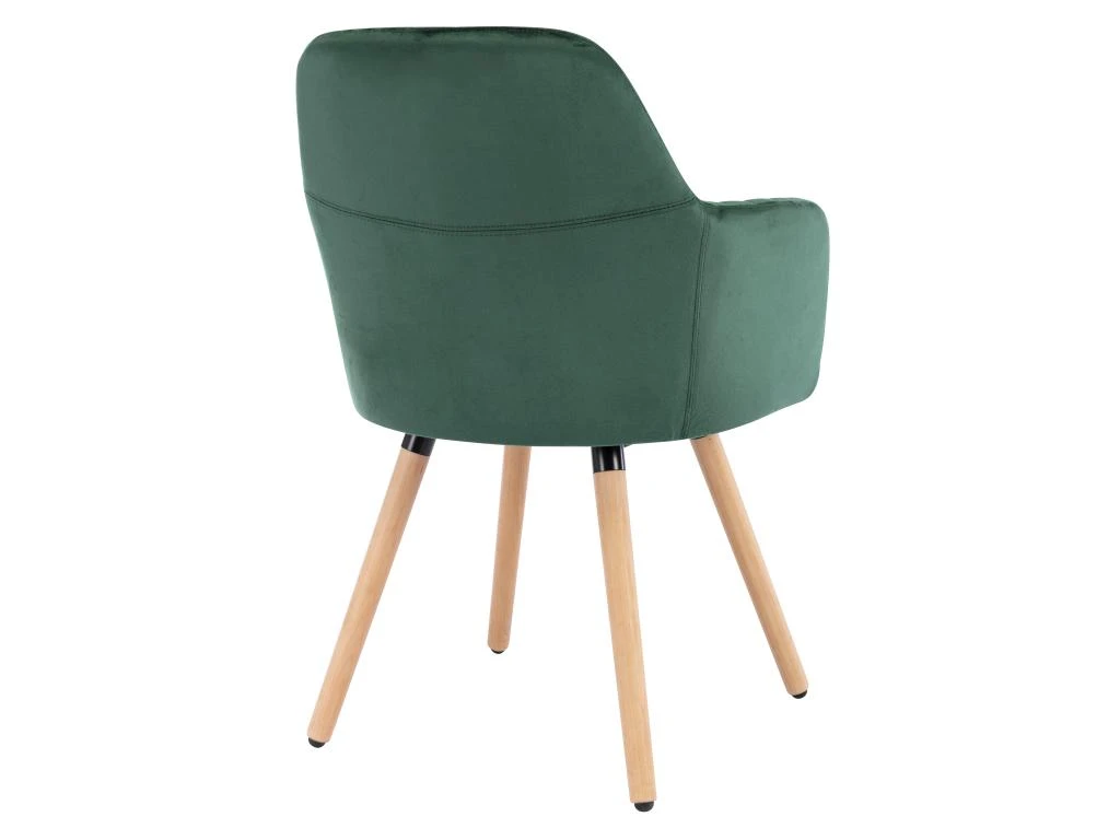 Chaise Avec Accoudoirs - Velours Et Métal Effet Bois - Vert Foncé - ELEANA 5 Chaise Avec Accoudoirs - Velours Et Métal Effet Bois - Vert Foncé - ELEANA – Image 5