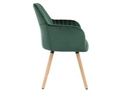 Chaise Avec Accoudoirs - Velours Et Métal Effet Bois - Vert Foncé - ELEANA 11 Chaise Avec Accoudoirs - Velours Et Métal Effet Bois - Vert Foncé - ELEANA -Deco.fr Soldes Boutique chaise 3299235