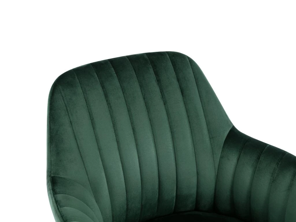 Chaise Avec Accoudoirs - Velours Et Métal Effet Bois - Vert Foncé - ELEANA 7 Chaise Avec Accoudoirs - Velours Et Métal Effet Bois - Vert Foncé - ELEANA – Image 7