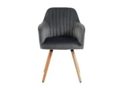 Lot De 2 Chaises Avec Accoudoirs - Velours Et Métal Effet Bois - Gris - ELEANA -Deco.fr Soldes Boutique chaise 345349
