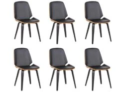 Lot De 6 Chaises SANTAREM - Simili - Noyer Et Noir 13 Lot De 6 Chaises SANTAREM - Simili - Noyer Et Noir -Deco.fr Soldes Boutique chaise 350461