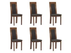 Lot De 6 Chaises BELINDA - Hêtre Et Tissu - Coloris : Noyer Et Anthracite -Deco.fr Soldes Boutique chaise 351179