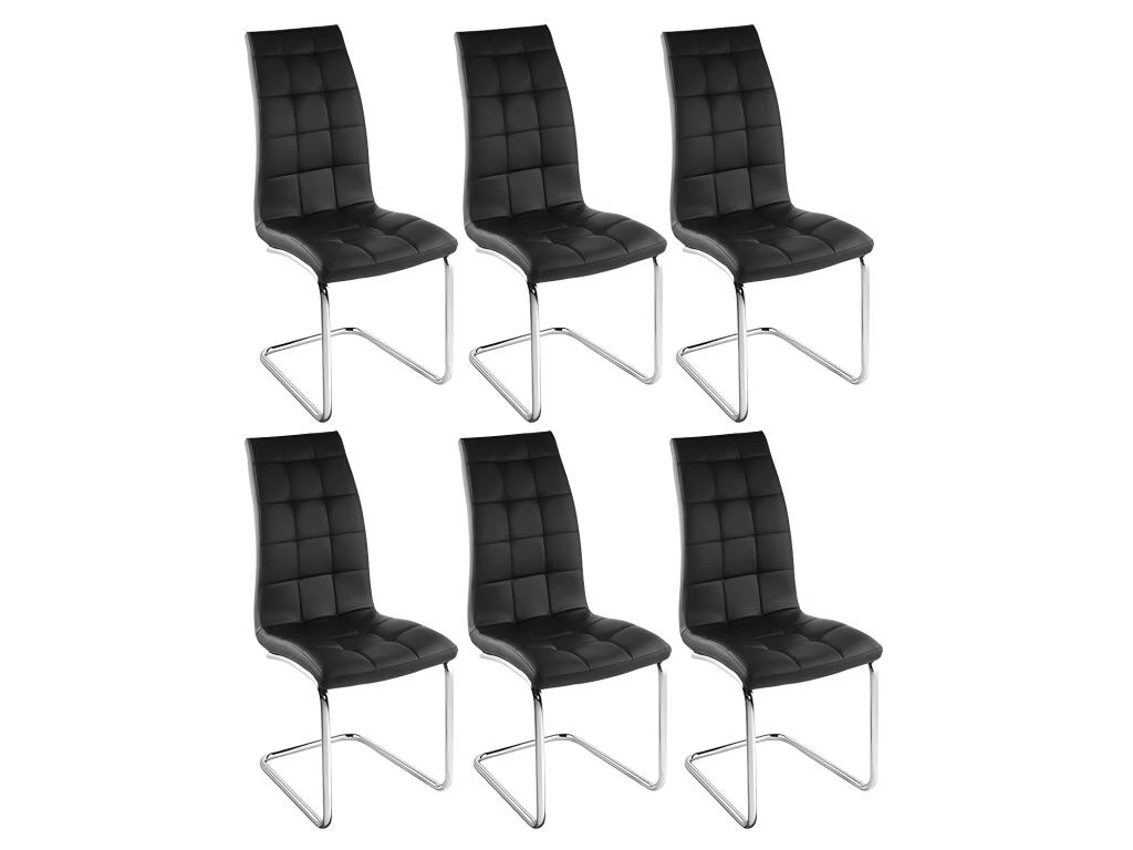 Lot De 6 Chaises NADYA - Simili - Noir 7 Lot De 6 Chaises NADYA - Simili - Noir – Image 7