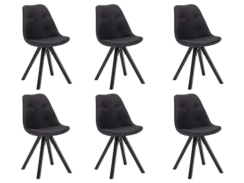 Lot De 6 Chaises Scandinaves ANEYA - Tissu & Pieds Hévéa - Noir 3 Lot De 6 Chaises Scandinaves ANEYA - Tissu & Pieds Hévéa - Noir – Image 3