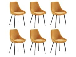 Lot De 6 Chaises MASURIE - Tissu - Jaune -Deco.fr Soldes Boutique chaise 387323