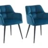Lot De 2 Chaises Avec Accoudoirs - Velours Et Métal - Bleu - PEGA De Pascal MORABITO -Deco.fr Soldes Boutique chaise 389621