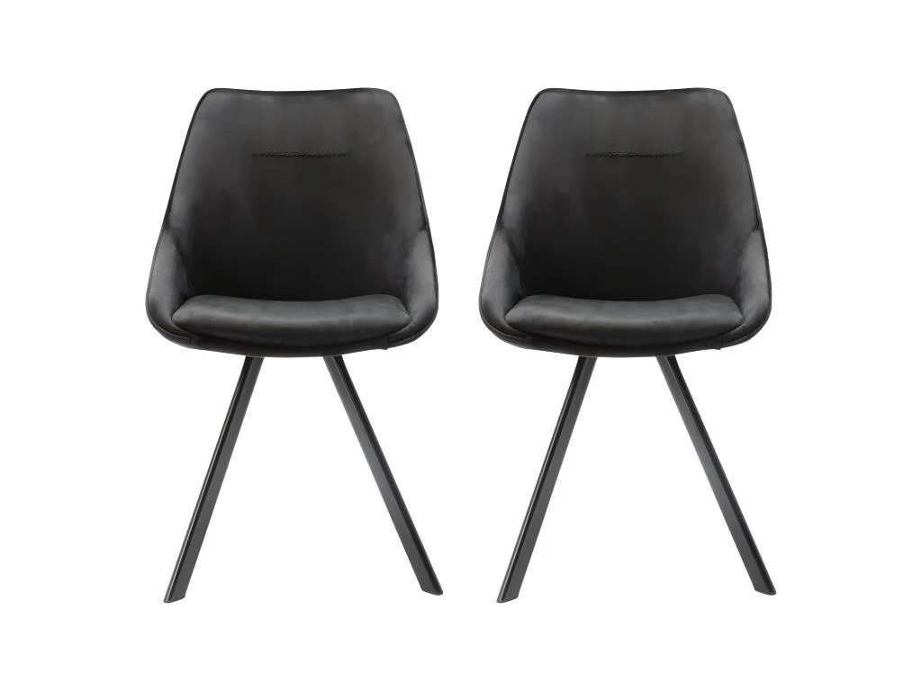 Lot De 2 Chaises VIENNA - Velours & Métal - Noir 2 Lot De 2 Chaises VIENNA - Velours & Métal - Noir – Image 2
