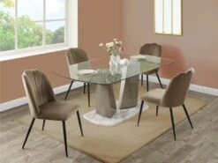 Lot De 2 Chaises ROSARIO - Effet Velours Et Métal Noir - Taupe -Deco.fr Soldes Boutique chaise 397629