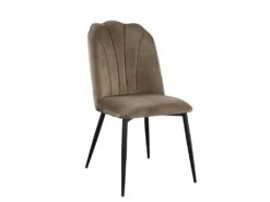Lot De 2 Chaises ROSARIO - Effet Velours Et Métal Noir - Taupe -Deco.fr Soldes Boutique chaise 397633