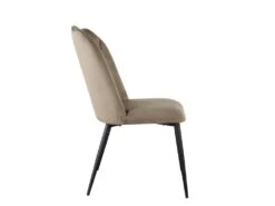 Lot De 2 Chaises ROSARIO - Effet Velours Et Métal Noir - Taupe -Deco.fr Soldes Boutique chaise 397635