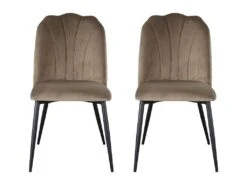 Lot De 2 Chaises ROSARIO - Effet Velours Et Métal Noir - Taupe -Deco.fr Soldes Boutique chaise 397811