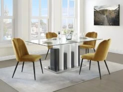 Lot De 6 Chaises ROSARIO - Effet Velours Et Métal Noir - Jaune -Deco.fr Soldes Boutique chaise 397823