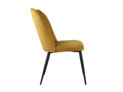 Lot De 6 Chaises ROSARIO - Effet Velours Et Métal Noir - Jaune -Deco.fr Soldes Boutique chaise 397827