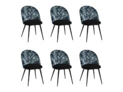 Lot De 6 Chaises PALMERA - Tissu Et Métal - Effet Velours - Motif Palmier -Deco.fr Soldes Boutique chaise 398921