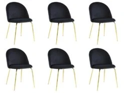 Lot De 6 Chaises - Velours Et Métal Doré - Noir - MELBOURNE 12 Lot De 6 Chaises - Velours Et Métal Doré - Noir - MELBOURNE -Deco.fr Soldes Boutique chaise 404409