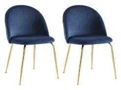 Lot De 2 Chaises - Velours Et Métal Doré - Bleu - MELBOURNE -Deco.fr Soldes Boutique chaise 404415