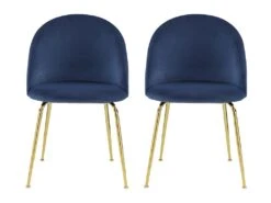 Lot De 2 Chaises - Velours Et Métal Doré - Bleu - MELBOURNE -Deco.fr Soldes Boutique chaise 404417