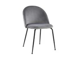 Lot De 2 Chaises - Velours Et Métal Noir Mat - Gris - MELBOURNE -Deco.fr Soldes Boutique chaise 406623