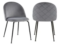 Lot De 6 Chaises - Velours Et Métal Noir Mat - Gris - MELBOURNE -Deco.fr Soldes Boutique chaise 407383