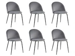 Lot De 6 Chaises - Velours Et Métal Noir Mat - Gris - MELBOURNE -Deco.fr Soldes Boutique chaise 407385