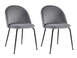 Lot De 2 Chaises - Velours Et Métal Noir Mat - Gris - MELBOURNE -Deco.fr Soldes Boutique chaise 407391