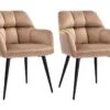 Lot De 2 Chaises Avec Accoudoirs - Velours Et Métal - Beige - PEGA De Pascal MORABITO -Deco.fr Soldes Boutique chaise 422061