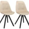 Lot De 2 Chaises Scandinaves ANEYA - Velours & Pieds Hévéa - Beige -Deco.fr Soldes Boutique chaise 426847