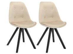 Lot De 2 Chaises Scandinaves ANEYA - Velours & Pieds Hévéa - Beige