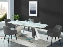 Lot De 6 Chaises - Avec Accoudoirs - Tissu Et Métal - Gris - HEKA 13 Lot De 6 Chaises - Avec Accoudoirs - Tissu Et Métal - Gris - HEKA -Deco.fr Soldes Boutique chaise 432059