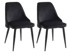 Lot De 2 Chaises - Velours Et Métal - Noir - EZRA