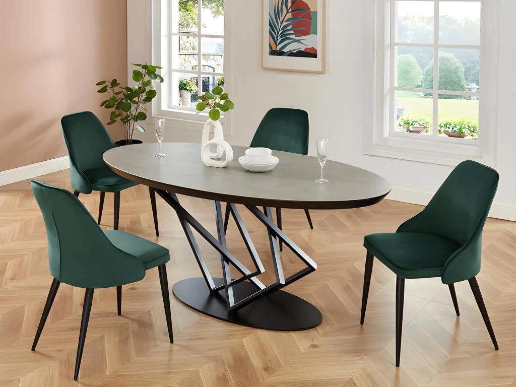 Lot De 6 Chaises - Velours Et Métal - Vert - EZRA 2 Lot De 6 Chaises - Velours Et Métal - Vert - EZRA – Image 2