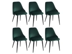 Lot De 6 Chaises - Velours Et Métal - Vert - EZRA 9 Lot De 6 Chaises - Velours Et Métal - Vert - EZRA -Deco.fr Soldes Boutique chaise 439883