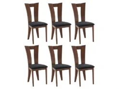 Lot De 6 Chaises TIFFANY - Hêtre Massif - Coloris : Noyer Et Expresso -Deco.fr Soldes Boutique chaise 444427