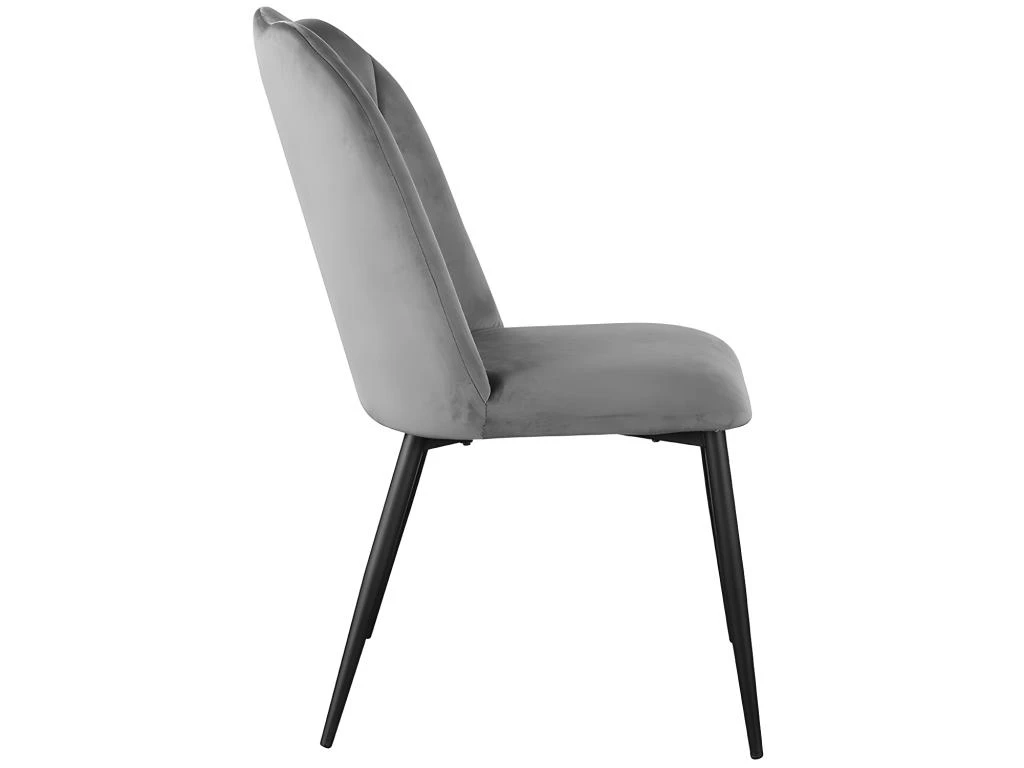 Lot De 6 Chaises ROSARIO - Effet Velours Et Métal Noir - Gris 4 Lot De 6 Chaises ROSARIO - Effet Velours Et Métal Noir - Gris – Image 4