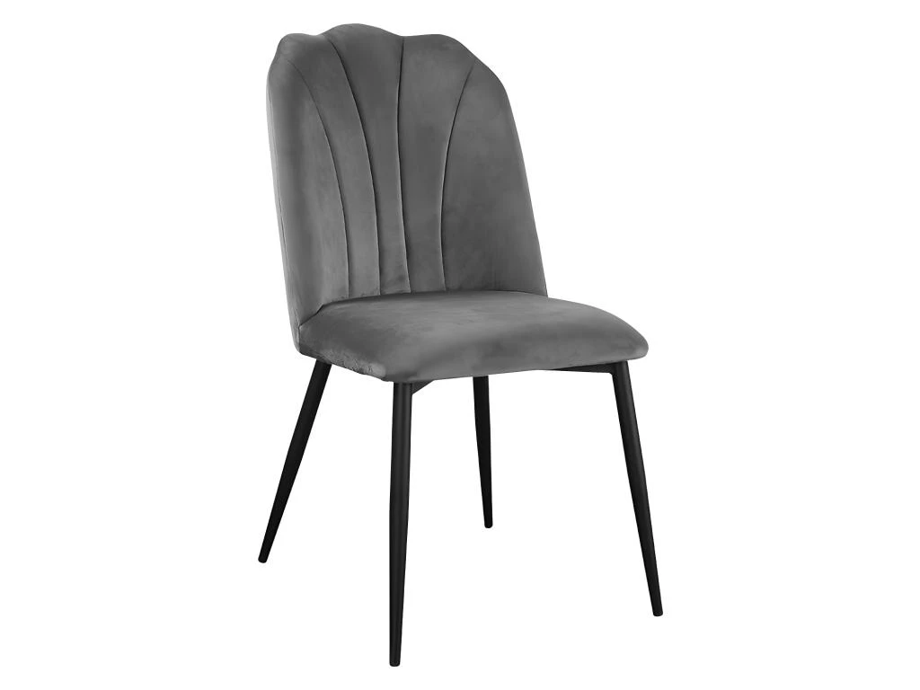 Lot De 6 Chaises ROSARIO - Effet Velours Et Métal Noir - Gris 3 Lot De 6 Chaises ROSARIO - Effet Velours Et Métal Noir - Gris – Image 3