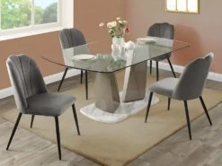 Lot De 6 Chaises ROSARIO - Effet Velours Et Métal Noir - Gris 14 Lot De 6 Chaises ROSARIO - Effet Velours Et Métal Noir - Gris -Deco.fr Soldes Boutique chaise 446929