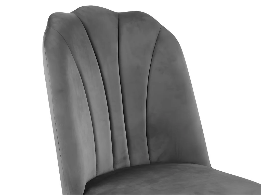 Lot De 6 Chaises ROSARIO - Effet Velours Et Métal Noir - Gris 6 Lot De 6 Chaises ROSARIO - Effet Velours Et Métal Noir - Gris – Image 6