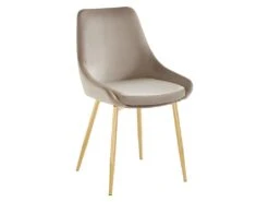 Lot De 2 Chaises MASURIE - Velours Et Métal Doré - Taupe -Deco.fr Soldes Boutique chaise 447165