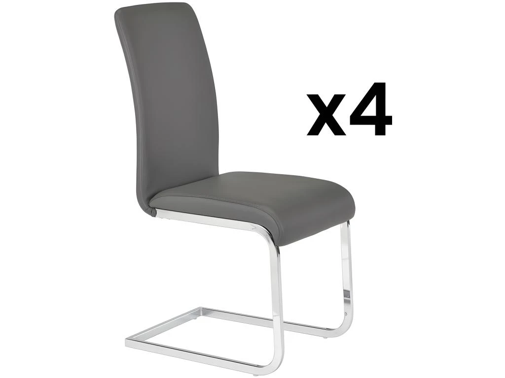 Lot De 4 Chaises LIRICA - Simili Gris 1 Lot De 4 Chaises LIRICA - Simili Gris