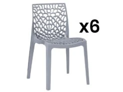 Lot De 6 Chaises Empilables DIADEME - Polypropylène - Gris Clair