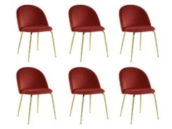 Lot De 6 Chaises - Velours Et Métal Doré - Terracotta - MELBOURNE -Deco.fr Soldes Boutique chaise 452405