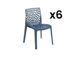 Lot De 6 Chaises Empilables DIADEME - Polypropylène - Bleu Prusse