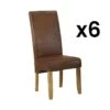 Lot De 6 Chaises SANTOS - Microfibre Aspect Cuir Vieilli - Pieds Bois Clair -Deco.fr Soldes Boutique chaise 452643
