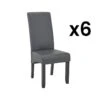 Lot De 6 Chaises ROVIGO - Simili Gris Mat - Pieds Bois Noir