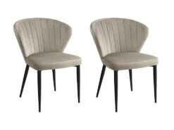 Lot De 2 Chaises CRUSTI - Velours Et Métal - Beige