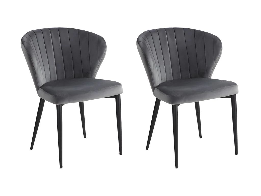 Lot De 2 Chaises CRUSTI - Velours Et Métal - Gris 1 Lot De 2 Chaises CRUSTI - Velours Et Métal - Gris
