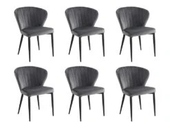 Lot De 6 Chaises CRUSTI - Velours Et Métal - Gris -Deco.fr Soldes Boutique chaise 453609