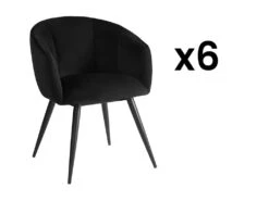 Lot De 6 Chaises VADIM De Pascal MORABITO - Velours Et Métal - Noir