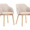 Lot De 2 Chaises Avec Accoudoirs - Tissu Et Hévéa - Beige - JELISA -Deco.fr Soldes Boutique chaise 4577915